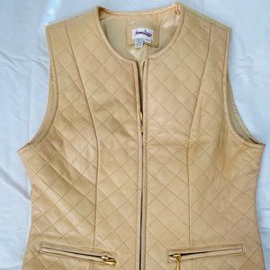 Neiman Marcus Leather Quilted Satin ZIP Top Vest M